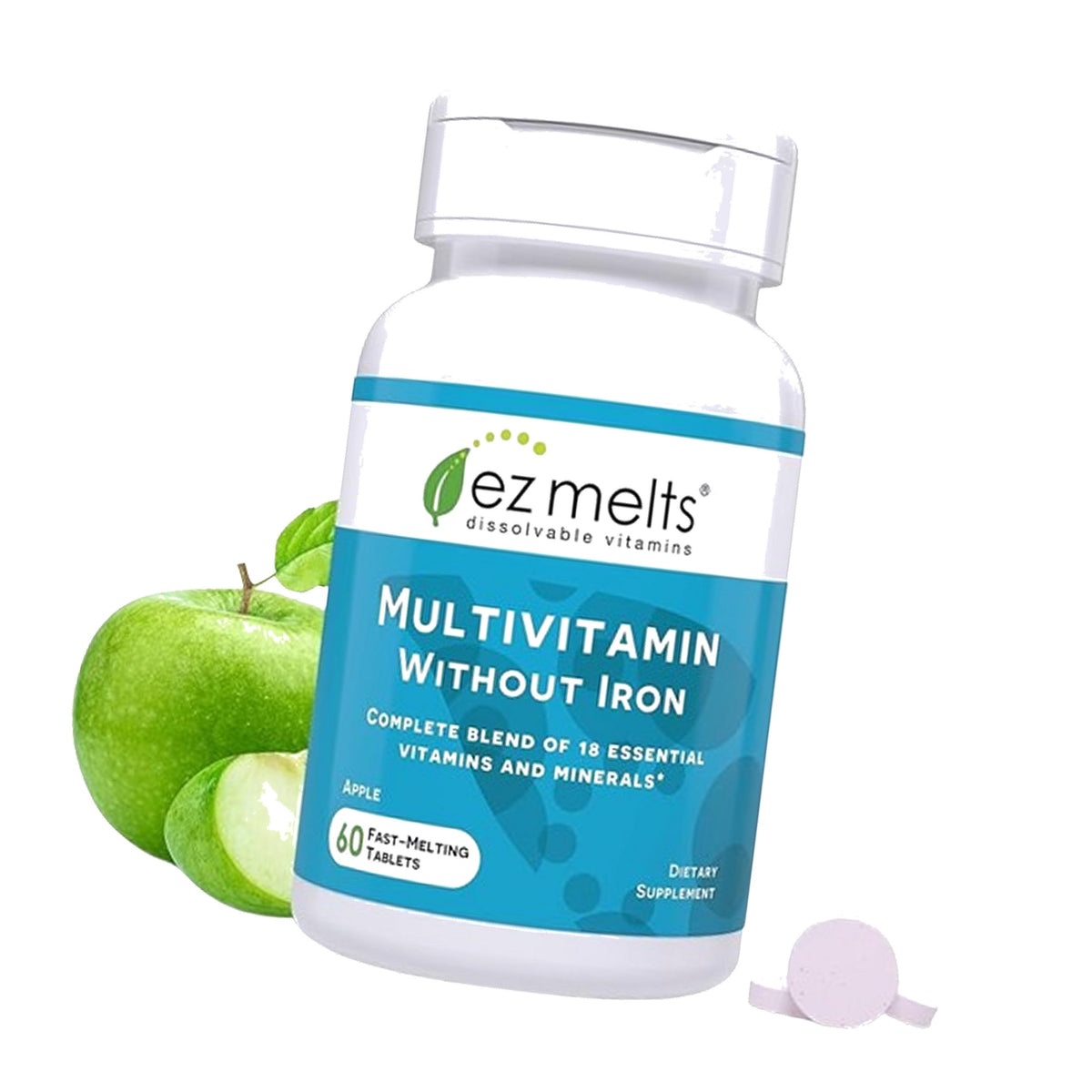EZ Melts Dissolvable Multivitamin Without Iron, 60 Tablets, Apple