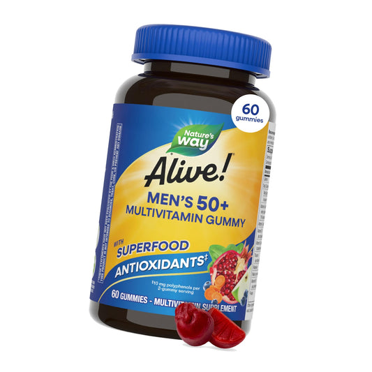 Nature's Way Alive! Men’s 50 Plus Multivitamin Gummy, Fruit-Flavored, 60 ct