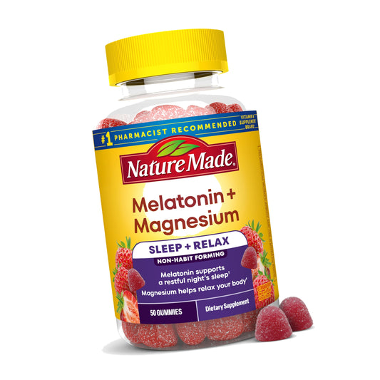 Nature Made Melatonin + Magnesium Gummies, Melatonin 3mg, 50 Gummies