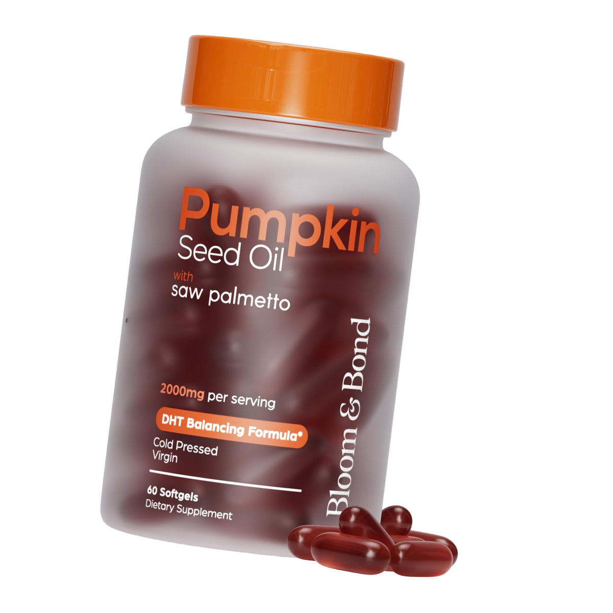 Bloom & Bond® Pumpkin Seed Oil with Saw Palmetto for Women [2000mg per Serving] - Cold-Pressed Organic Softgels for Healthy Hair & Scalp - Supports Fuller-Looking Hair - Plant-Based Supplement