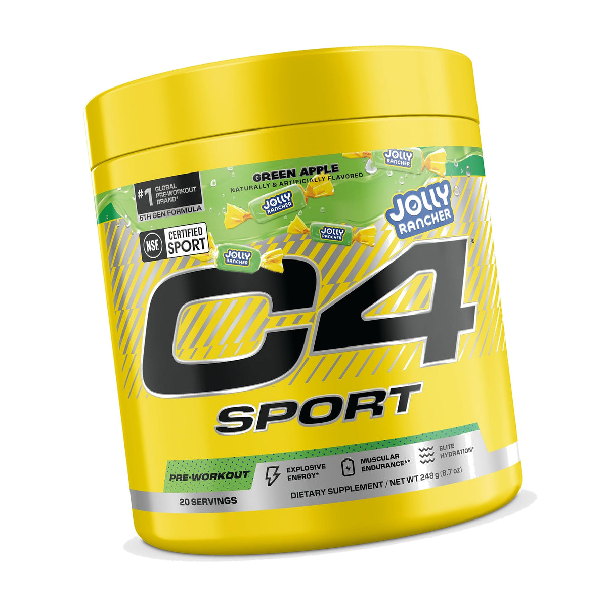 C4 Sport Pre Workout, 200mg Caffeine, Jolly Rancher Green Apple, 20 Serv