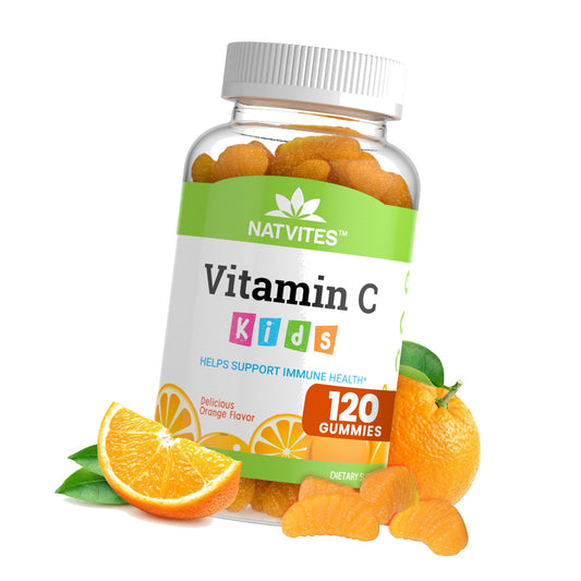 Natvites Kids Vitamin C Gummies – 120 Count of Tasty Immune Support Supplement for Kids, Toddlers, and Teens. Vitamin C Gummy Orange Flavored, Non-GMO, Gluten-Free, Vegan, Nut-Free, and Dairy-Free.