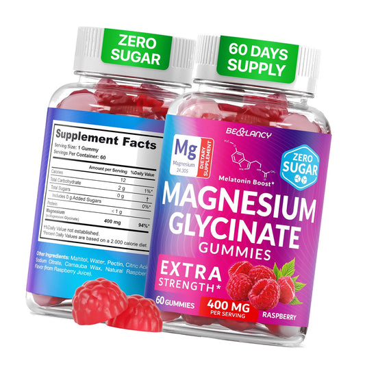 Magnesium Glycinate 400mg Gummies - Extra Strength, Men & Women, 60 Ct