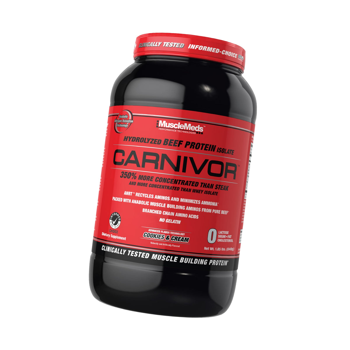 MuscleMeds Carnivor Hydrolyzed Beef Protein Isolate, 28 Servings, Cookies & Cream,1.85lbs