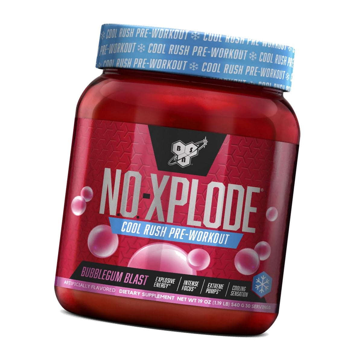 BSN N.O.-Xplode Cool Rush Pre Workout, Bubblegum Blast, 30 Servings