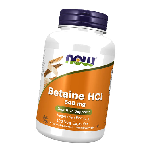NOW Supplements, Betaine HCl 648 mg, Digestive Support*, 120 Veg Caps
