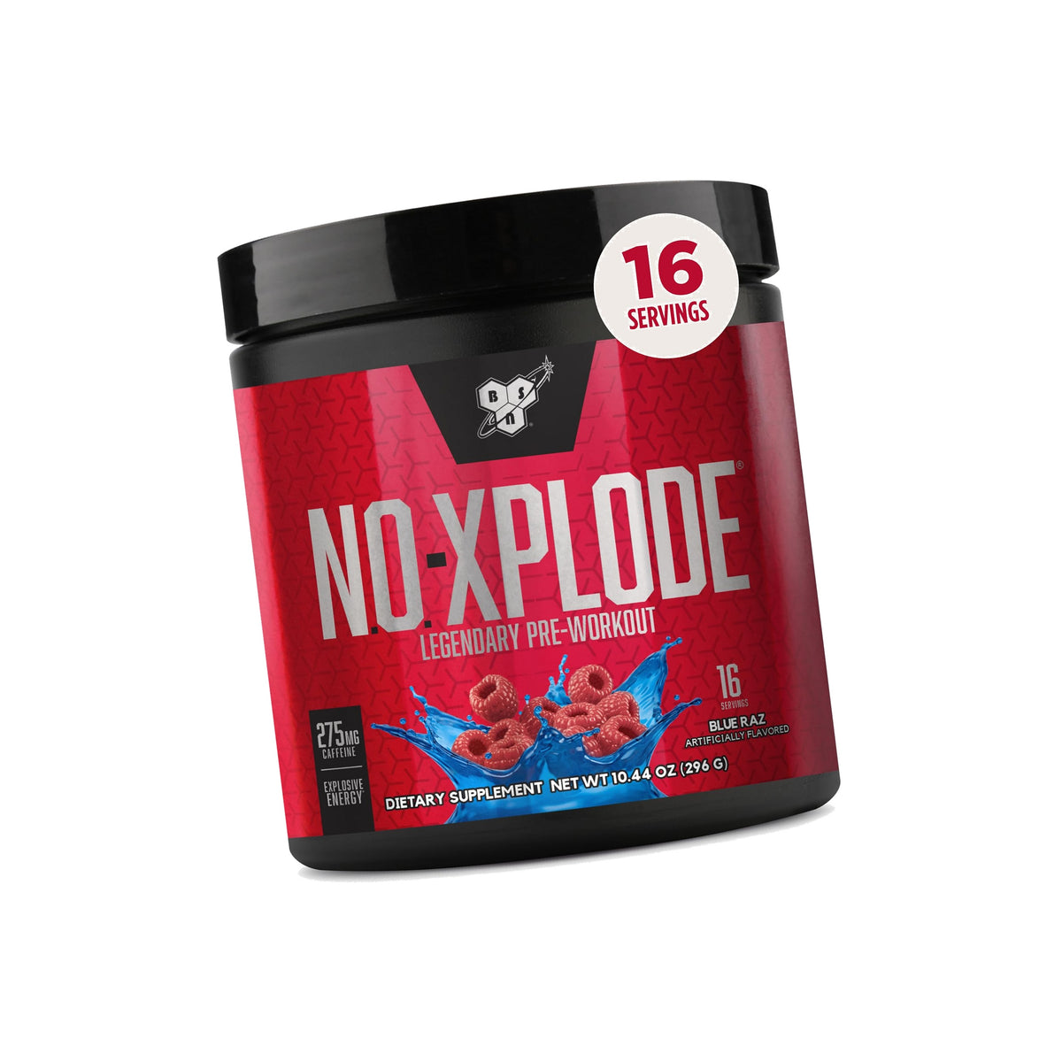 BSN N.O.-Xplode Pre Workout Powder, Blue Raz, 16 Servings, 0.65 lb