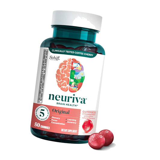 NEURIVA Original Brain Supplements - 50 Count Strawberry Gummies