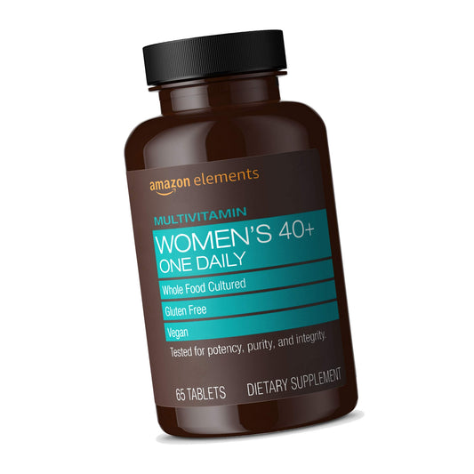 Amazon Basics Women‚ 40+ One Daily Multivitamin, 66% Whole Food Cultured, Vegan, 65 Tablets, 2 Month Supply, Packaging May Vary (Previously Amazon Elements)