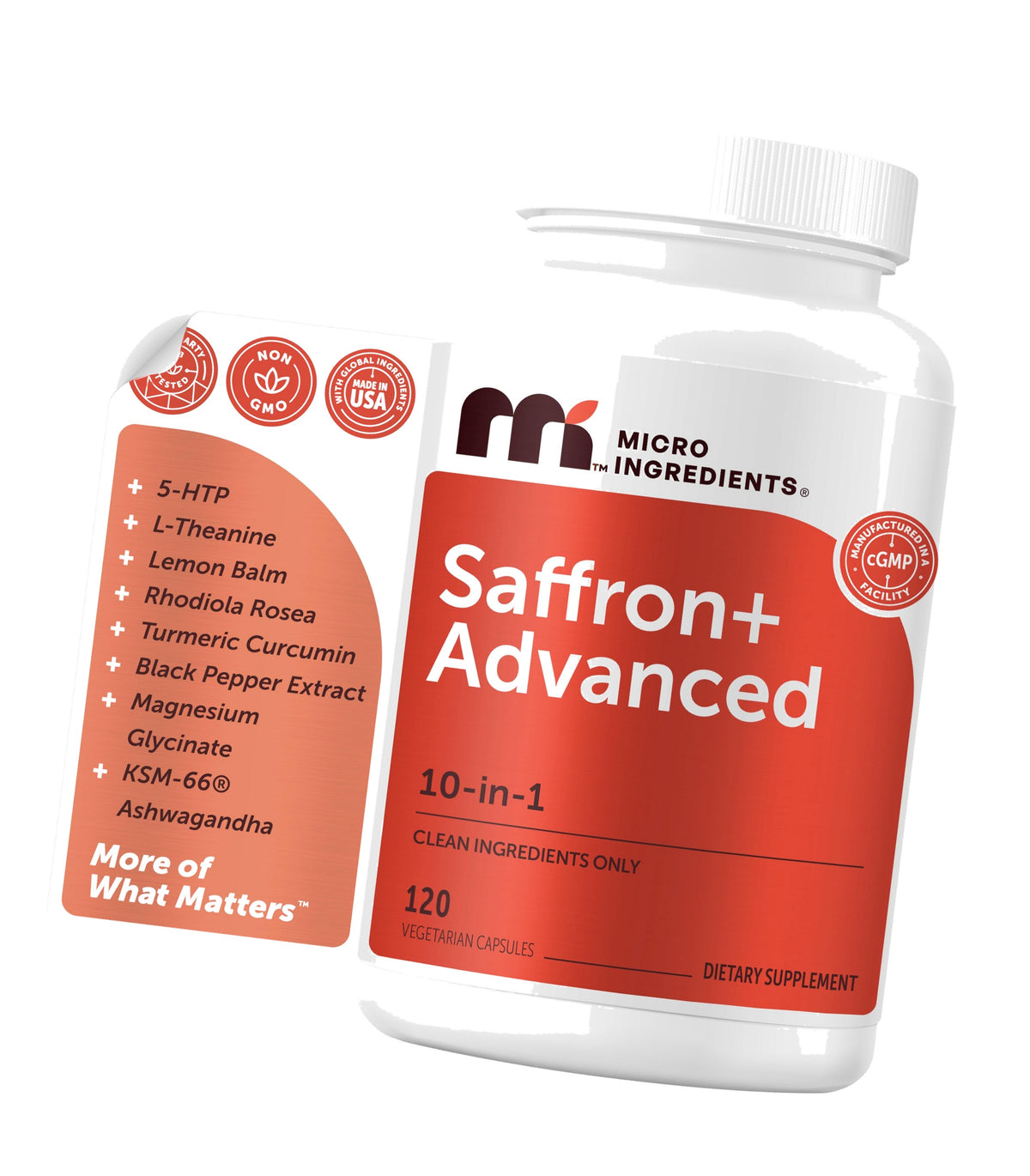 Micro Ingredients Saffron+ Advanced Supplements, 120 Vegetarian Capsules
