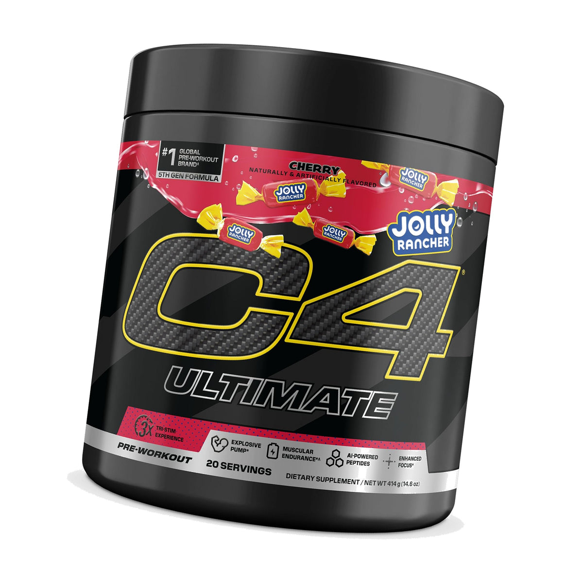 C4 Ultimate Pre-Workout with Zero Sugar, Jolly Rancher Cherry, 20 Serv