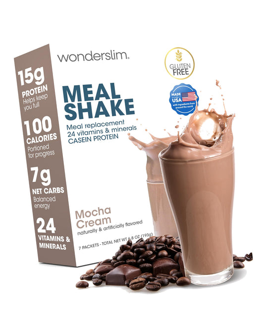 Wonderslim Protein Meal Replacement Shake – 7 Count Packets (Mocha Cream)