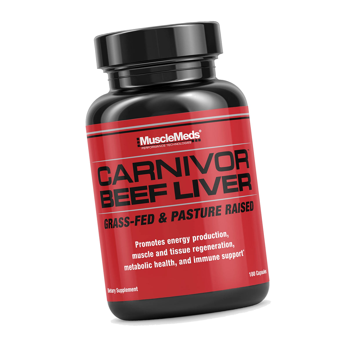 MuscleMeds Carnivor Beef Liver Capsules, Energy Production, Muscle Recovery, Immunity, Non-GMO, Liver Health Supplement, Grass Fed 180 Capsules