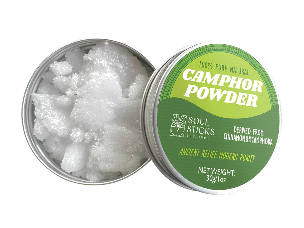 SOUL STICKS Natural Camphor Powder,Pure Camphor for Aromatherapy & Puja - Alcanfor en Bloques, Alcanfor en Bolitas, Kapoor for Pooja (30 Grams (Powder))