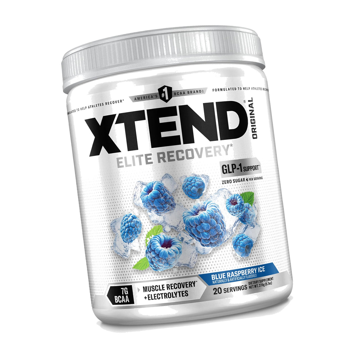 Xtend Original BCAA Powder with Zero Sugar, Blue Raspberry Ice, 20 Serv