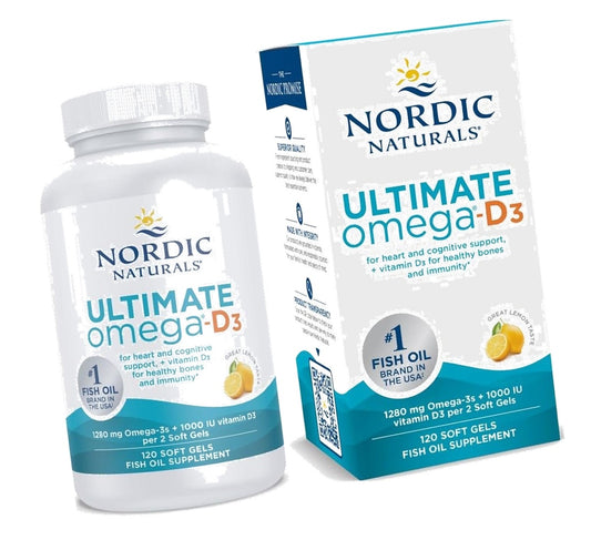 Nordic Naturals Ultimate Omega-D3,1280mg + 1000IU D3, Lemon - 120 Count