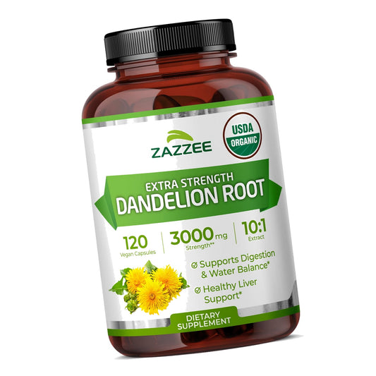 Zazzee USDA Organic Dandelion Root 10:1 Extract, 120 Capsules
