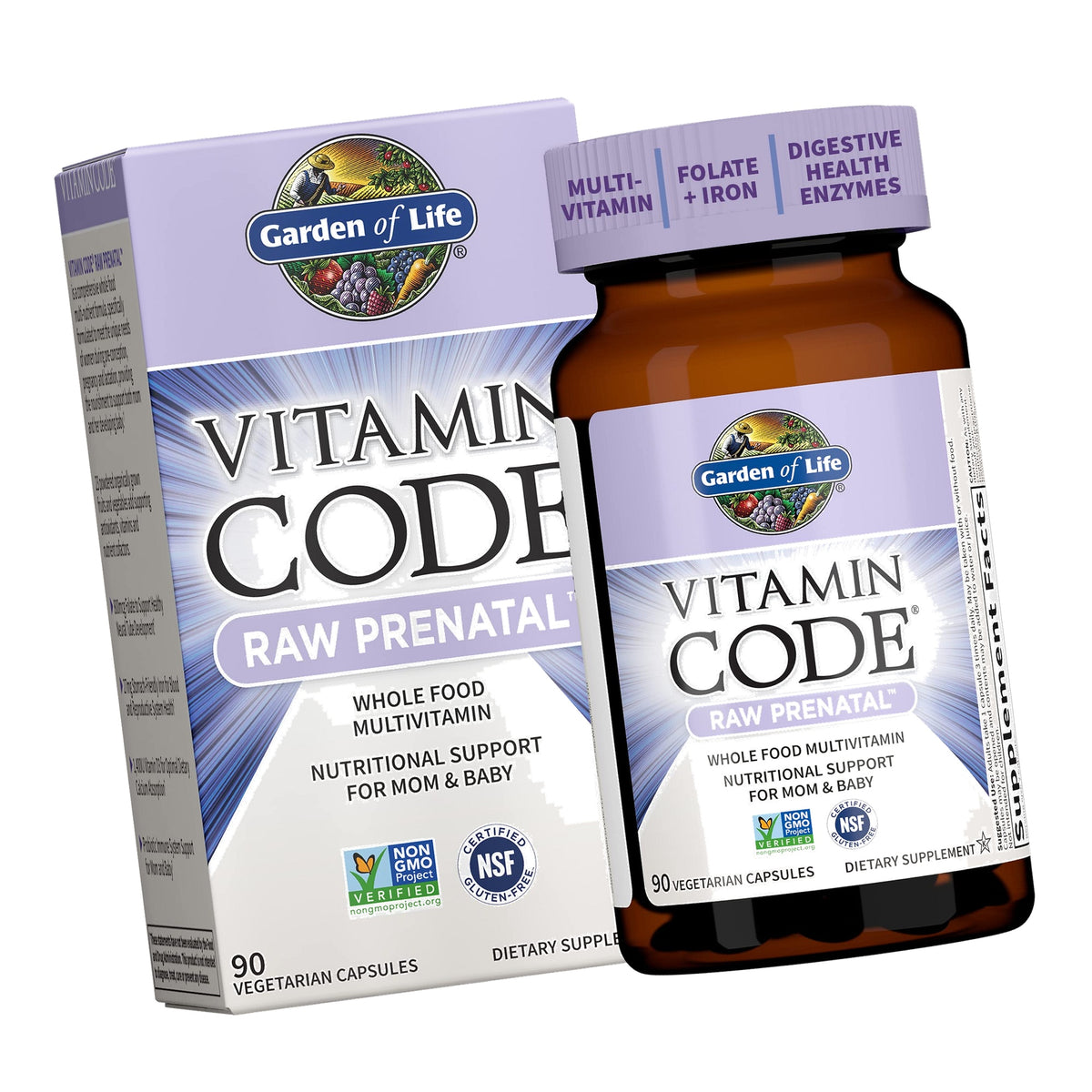 Garden of Life Vitamin Code Raw Prenatal Multivitamin for Women with Iron, Folate, Probiotics and Whole Food Nutrients - Immune and Cellular Energy Support, Non-GMO, Gluten-Free, Kosher, 30 Day Supply