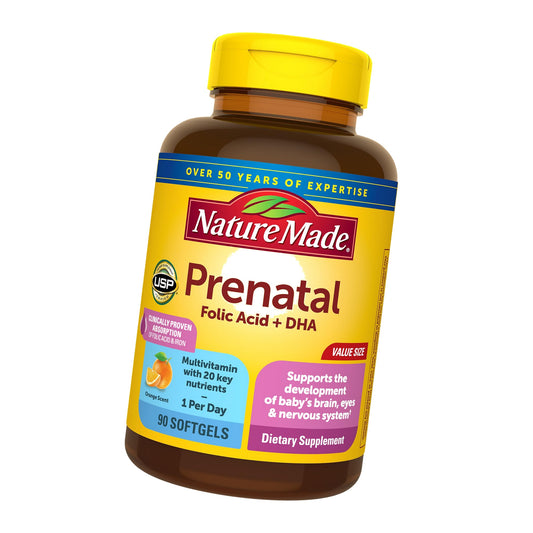 Nature Made Prenatal Vitamins for Women with Folic Acid + DHA, 90 Softgels