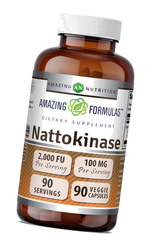 Amazing Formulas Nattokinase Supplement | 100 Mg (2000 FU Enzyme from Pure Nattokinase) | 90 Veggie Capsules | Non-GMO | Gluten-Free | Made in USA