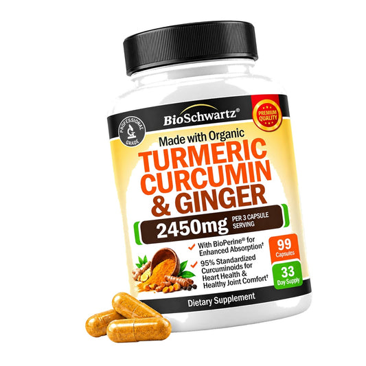 Turmeric Curcumin Supplement 2450mg with Ginger & Black Pepper | 99ct
