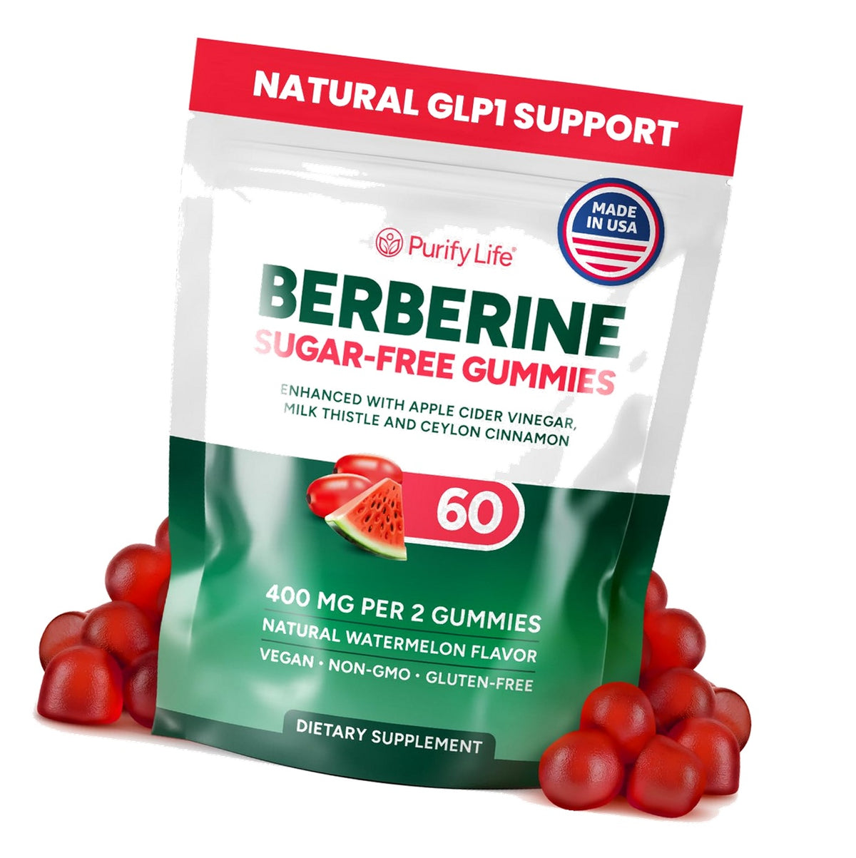 Sugar-Free Berberine Gummies GLP-1 Support Supplement for Digestive Balance