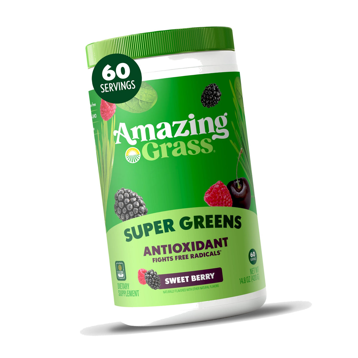 Amazing Grass Super Greens Powder Antioxidant Sweet Berry, 60 Servings