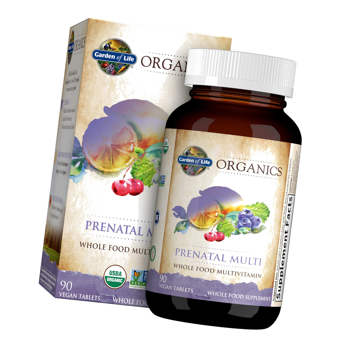 Garden of Life Organics Prenatal Multivitamin, Folate, B6, B12, D3 & Iron, Energy & Fetal Development Support, Non-GMO, Vegan, 30 Servings