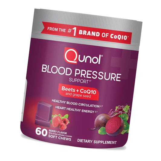 Qunol 3-in-1 Beet Roots Chews with CoQ10, Blood Pressure Support, 60ct