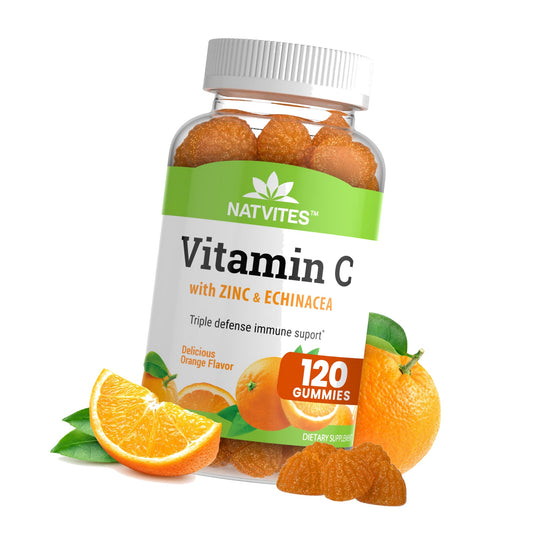 Vitamin C and Zinc Gummies for Adults with Echinacea and Rose Hips – Orange Flavored Gummy Vitamins for Women & Men – Immune Support Supplement – Non-GMO, Vegan, Gluten, Nut and Dairy Free (120 Count)