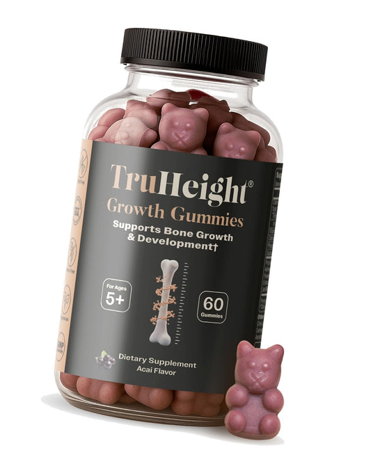 TruHeight Growth Gummies (Acai) Tall Nutrition for Natural Growth Supplement for Kids & Teens - Vitamin D, K, Calcium & Ashwagandha, Bone Strength Vitamins D3 K2, Picky Eater, Taller Ages 5+