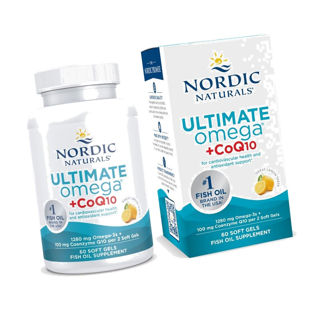 Nordic Naturals Ultimate Omega + CoQ10, 1280mg/100mg, Lemon Flavor - 60 Count