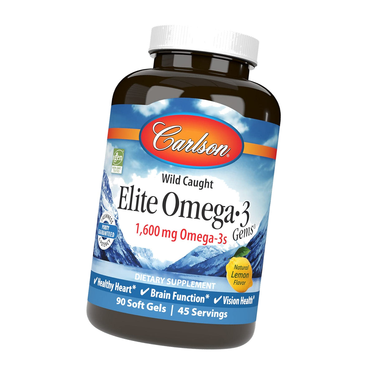 Carlson Labs Wild Caught Elite Omega-3, 1600mg, Omega 3s, Soft Gels, 90 Count